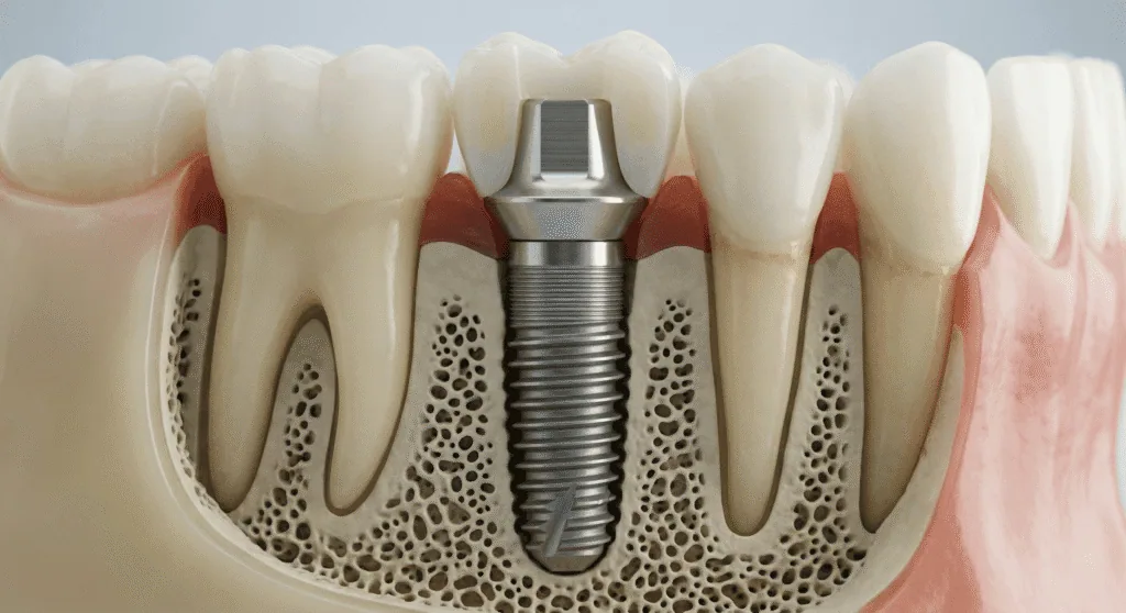 Dental implant structure close up 1